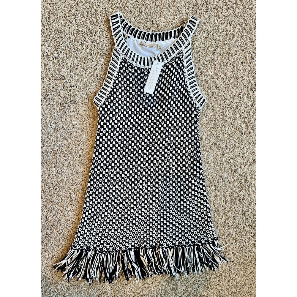 Soft‎ Surroundings Bambado Knit Crochet Fringe Midi Dress Hipster Boho Small